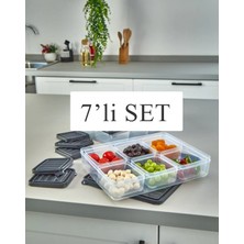 Krm Home 7'li Set Dondurucu, Bakliyat, Yemek Kabı, Piknik Kahvaltı Taze Gıda Saklama Kabı (1x2,5 LT-6X250 Ml)