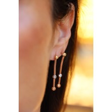 Yenigün Kuyumculuk 14 Ayar Altın Kadın Rose Zincirli Dorica Küpe