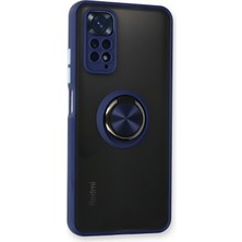 Denza Case Xiaomi Redmi Note 11S Kılıf Kenarları Renkli Yüzüklü Kapak - Lacivert