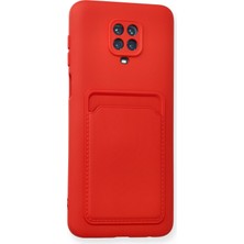 Denza Case Xiaomi Redmi Note 9s Kılıf Kartvizitli Silikon Kapak - Kırmızı