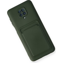 Denza Case Xiaomi Redmi Note 9s Kılıf Kartvizitli Silikon Kapak - Koyu Yeşil