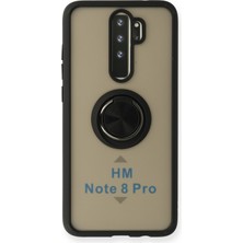 Denza Case Xiaomi Redmi Note 8 Pro Kılıf Kenarları Renkli Yüzüklü Kapak - Siyah