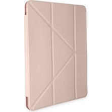 Denza Case Apple iPad Air 3 10.5 Kılıf Arkası Şeffaf Katlanabilir Tablet Kapak - Rose Gold