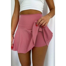 Ömba Spor Yüksek Bel Volanlı Şortlu Spor Etek Deniz Şortu Skirt With Shorts