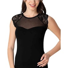 İmer 1270 Göğüs Tül Omuz Dantel Tişört