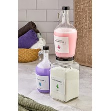 Fbz Home 3'lü Banyo Seti 3000 ml Deterjan Kavanozu 1500 ml & Yumuşatıcı Şişesi & 1500 ml Sıvı Deterjan Şişesi