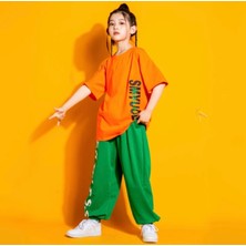 Kids Face Özel Tasarım Smyoul Baskılı Sokak Modası Hip Hop Kısa Kollu Yazlık Kız Çocuk Eşofman Takımı