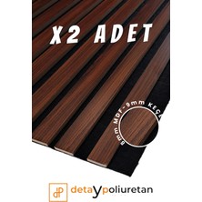 Detay Poliuretan 60x280cm 2 Adet Polisander Renk Akustik Ahşap Duvar Paneli Kolay Uygulanabilir