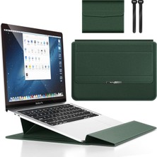 TEKNETSTORE Macbook Air 13.6 Inç M2-M3 Çip 2022/2024 A2681 A3113 Uyumlu Deri Mıknatıslı Tasarım Standlı Çanta