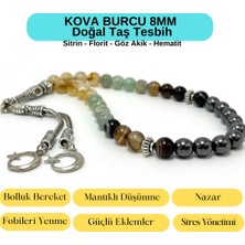 Yıldız Doğal Taş Sertifikalı Kova Burcu 8mm 33LÜK Doğal Taş Tesbih