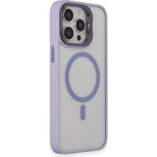 Denza Case Apple iPhone 14 Pro Max Kılıf Lens Koruma Hediyeli Standlı Magsafe Kapak - Lila