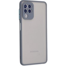 Denza Case Samsung Galaxy M22 Kılıf Kenarları Renkli Mat Kapak - Gri