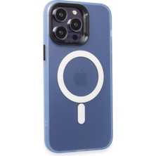 Denza Case Apple iPhone 15 Pro Max Kılıf Arkası Şeffaf Renkli Magsafe Kapak - Sierra Blue