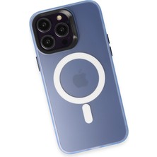 Denza Case Apple iPhone 15 Pro Max Kılıf Arkası Şeffaf Renkli Magsafe Kapak - Sierra Blue