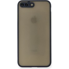 Denza Case Apple iPhone 8 Plus Kılıf Kenarları Renkli Mat Kapak - Lacivert