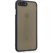 Denza Case Apple iPhone 8 Plus Kılıf Kenarları Renkli Mat Kapak - Lacivert