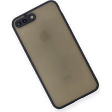 Denza Case Apple iPhone 8 Plus Kılıf Kenarları Renkli Mat Kapak - Lacivert