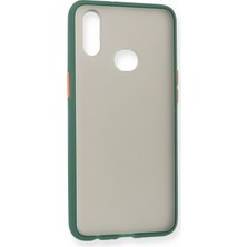 Denza Case Samsung Galaxy A10S Kılıf Kenarları Renkli Mat Kapak - Yeşil