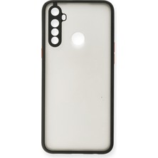 Denza Case Realme 5i Kılıf Kenarları Renkli Mat Kapak - Siyah