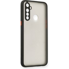 Denza Case Realme 5i Kılıf Kenarları Renkli Mat Kapak - Siyah