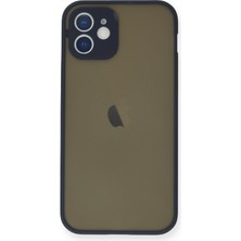 Denza Case Apple iPhone 12 Mini Kılıf Kenarları Renkli Mat Kapak - Lacivert