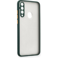 Denza Case Huawei Y6P Kılıf Kenarları Renkli Mat Kapak - Yeşil