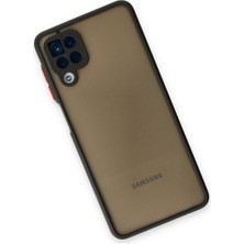 Denza Case Samsung Galaxy A12 Kılıf Kenarları Renkli Mat Kapak - Siyah