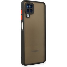 Denza Case Samsung Galaxy A12 Kılıf Kenarları Renkli Mat Kapak - Siyah