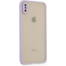 Denza Case Apple iPhone Xs Max Kılıf Kenarları Renkli Mat Kapak - Mor