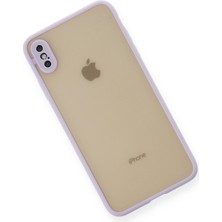 Denza Case Apple iPhone Xs Max Kılıf Kenarları Renkli Mat Kapak - Mor