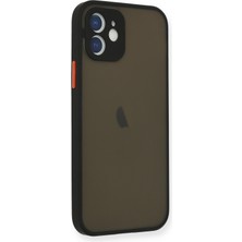 Denza Case Apple iPhone 12 Mini Kılıf Kenarları Renkli Mat Kapak - Siyah