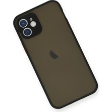 Denza Case Apple iPhone 12 Mini Kılıf Kenarları Renkli Mat Kapak - Siyah