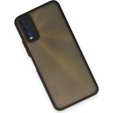 Denza Case Vivo Y20 Kılıf Kenarları Renkli Mat Kapak - Siyah