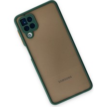 Denza Case Samsung Galaxy A12 Kılıf Kenarları Renkli Mat Kapak - Yeşil