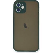 Denza Case Apple iPhone 12 Mini Kılıf Kenarları Renkli Mat Kapak - Yeşil