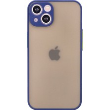 Denza Case Apple iPhone 13 Mini Kılıf Kenarları Renkli Mat Kapak - Lacivert