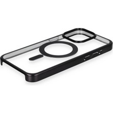 Denza Case Apple iPhone 15 Pro Max Kılıf Altı Açık Renkli Magsafe Kapak - Siyah