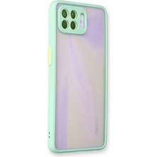 Denza Case Oppo Reno 4 Lite Kılıf Kenarları Renkli Mat Kapak - Turkuaz