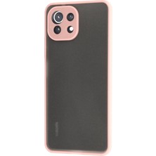 Denza Case Xiaomi Mi 11 Lite Kılıf Kenarları Renkli Mat Kapak - Pembe