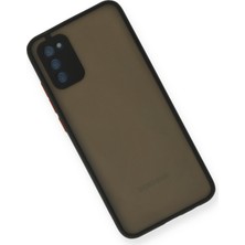 Denza Case Samsung Galaxy A03S Kılıf Kenarları Renkli Mat Kapak - Siyah