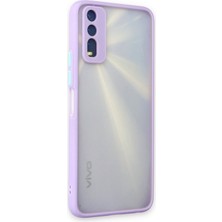 Denza Case Vivo Y20 Kılıf Kenarları Renkli Mat Kapak - Mor