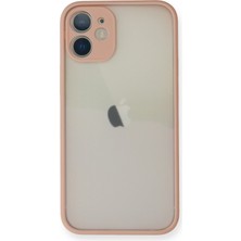 Denza Case Apple iPhone 12 Kılıf Kenarları Renkli Mat Kapak - Pembe