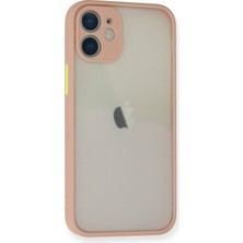 Denza Case Apple iPhone 12 Kılıf Kenarları Renkli Mat Kapak - Pembe