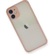 Denza Case Apple iPhone 12 Kılıf Kenarları Renkli Mat Kapak - Pembe