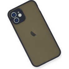 Denza Case Apple iPhone 12 Mini Kılıf Kenarları Renkli Mat Kapak - Lacivert