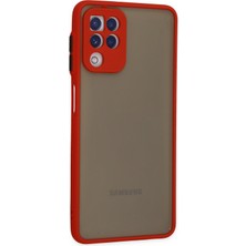 Denza Case Samsung Galaxy M22 Kılıf Kenarları Renkli Mat Kapak - Kırmızı