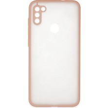 Denza Case Samsung Galaxy A11 Kılıf Kenarları Renkli Mat Kapak - Pembe