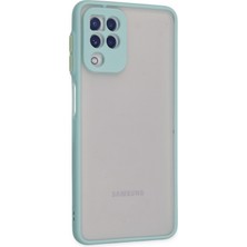 Denza Case Samsung Galaxy A22 Kılıf Kenarları Renkli Mat Kapak - Turkuaz