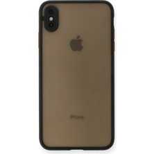 Denza Case Apple iPhone Xs Max Kılıf Kenarları Renkli Mat Kapak - Siyah