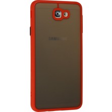 Denza Case Samsung Galaxy J7 Prime Kılıf Kenarları Renkli Mat Kapak - Kırmızı